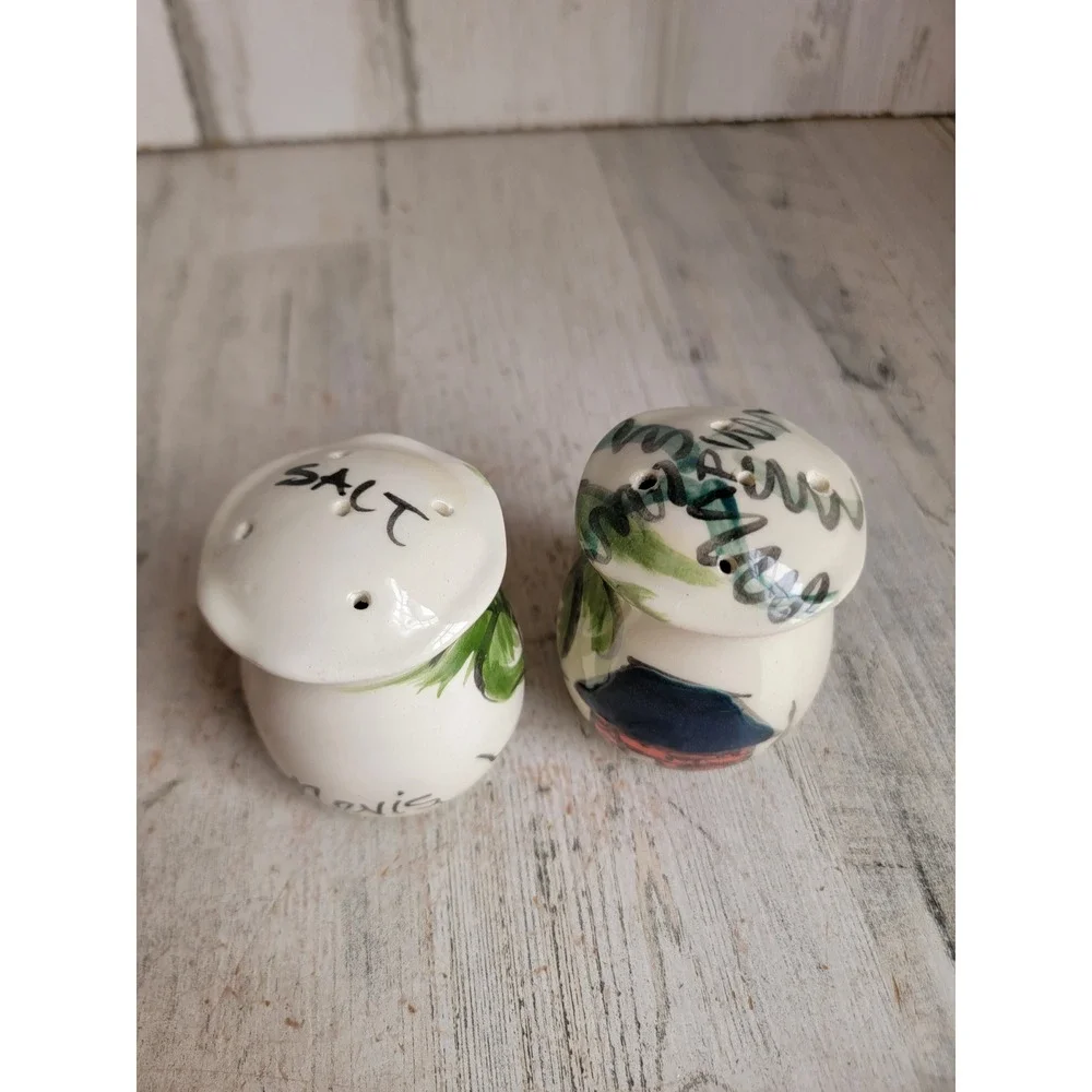 Nevis vintage salt pepper shaker house landscape ceramic set kitchen